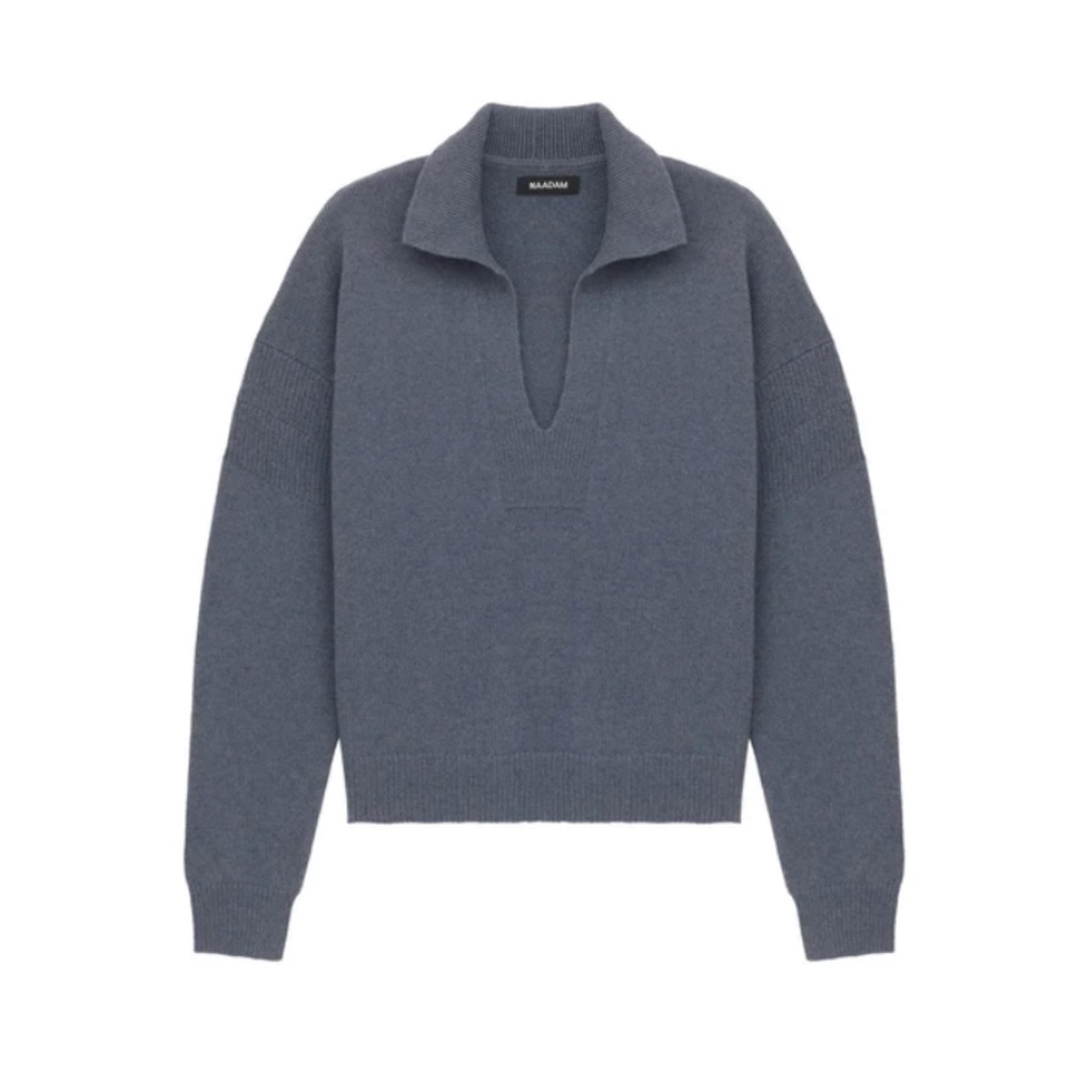 NAADAM Cashmere Open Neck Polo Slate Size XL
